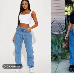 Cross over straight leg jeans- fashion nova